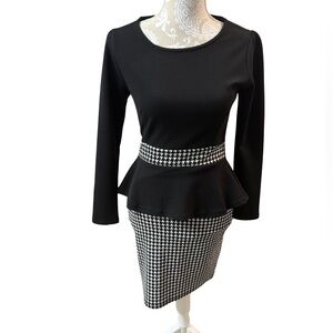 HIMIMI  Dress - Women’s Small
Black and White houndstooth
 Peplum dress.